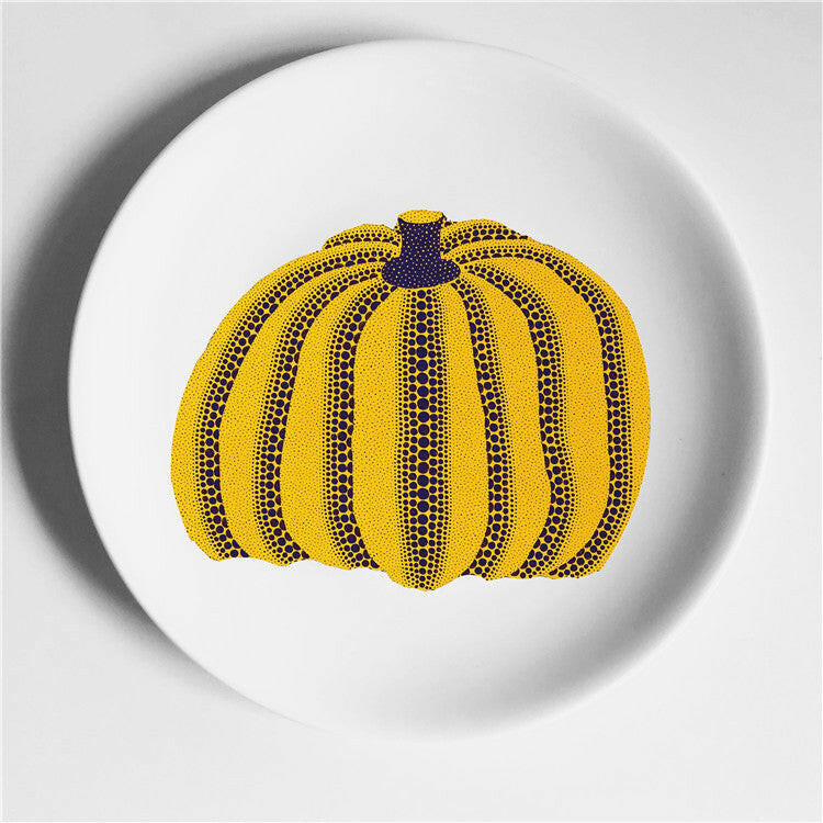 Yayoi Kasuma Yellow Pumpkin Ceramic Decorative Plate - Koda Store - Free Shipping