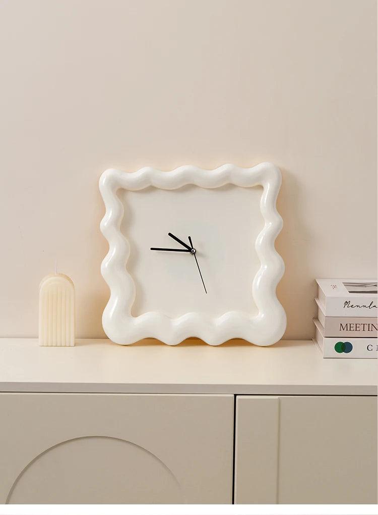 Sleek Wave Textured Wall Clock White - Koda Store - Free Shipping