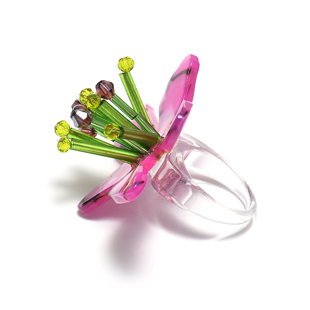Camilla Flower Ring in Magenta
