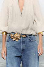 Exaggerated Tulip Leather-Cord Belt - Koda Fashion & Decor - Free Shipping
