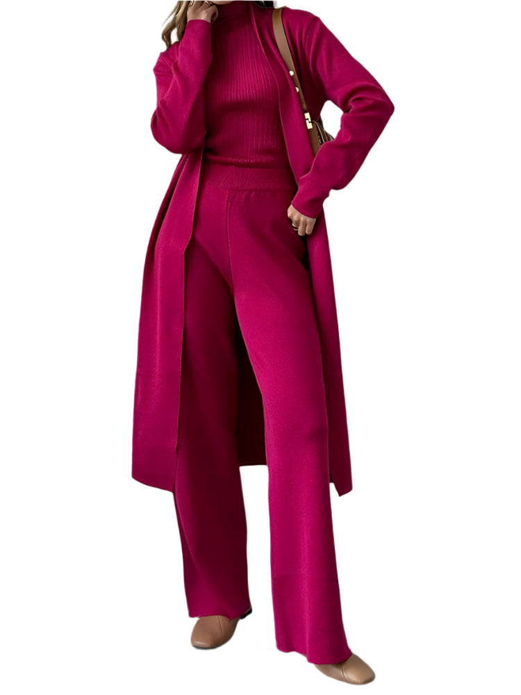 Knitted Three Piece Set- Cardigan, Top & Pants - Koda Fashion & Decor - Free Shipping