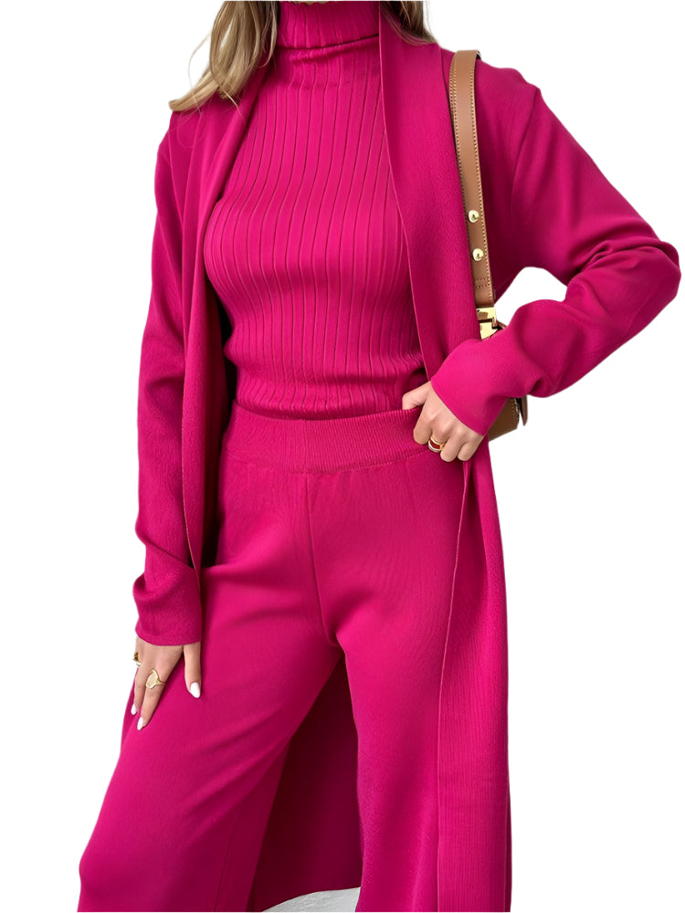 Knitted Three Piece Set- Cardigan, Top & Pants - Koda Fashion & Decor - Free Shipping