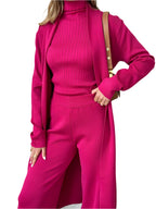 Knitted Three Piece Set- Cardigan, Top & Pants - Koda Fashion & Decor - Free Shipping