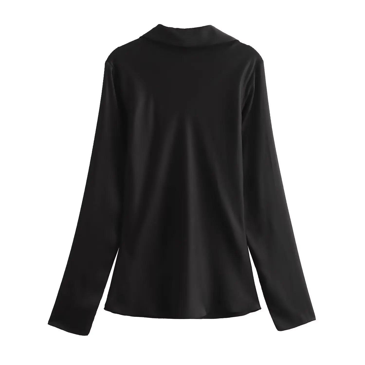 Zara Tie-Front Shirt - Black - Koda Fashion & Decor - Free Shipping