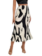 Valerie Pleated Black & White Print Midi Skirt - Koda Fashion & Decor - Free Shipping