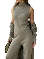 Knitted Three Piece Set- Cardigan, Top & Pants - Koda Fashion & Decor - Free Shipping