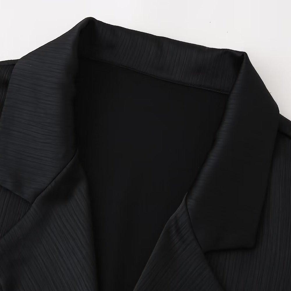 Double-Breasted Loose-Fit Pantsuit with Pleats - Black - Koda Fashion & Decor - Free Shipping