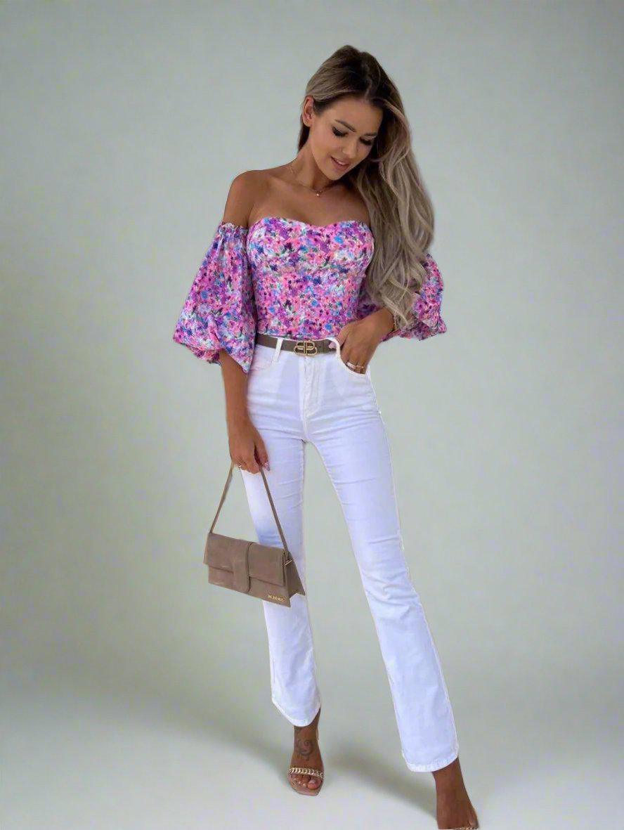 Melody Lantern Sleeve Blouse in Purple - Koda Fashion & Decor - Free Shipping