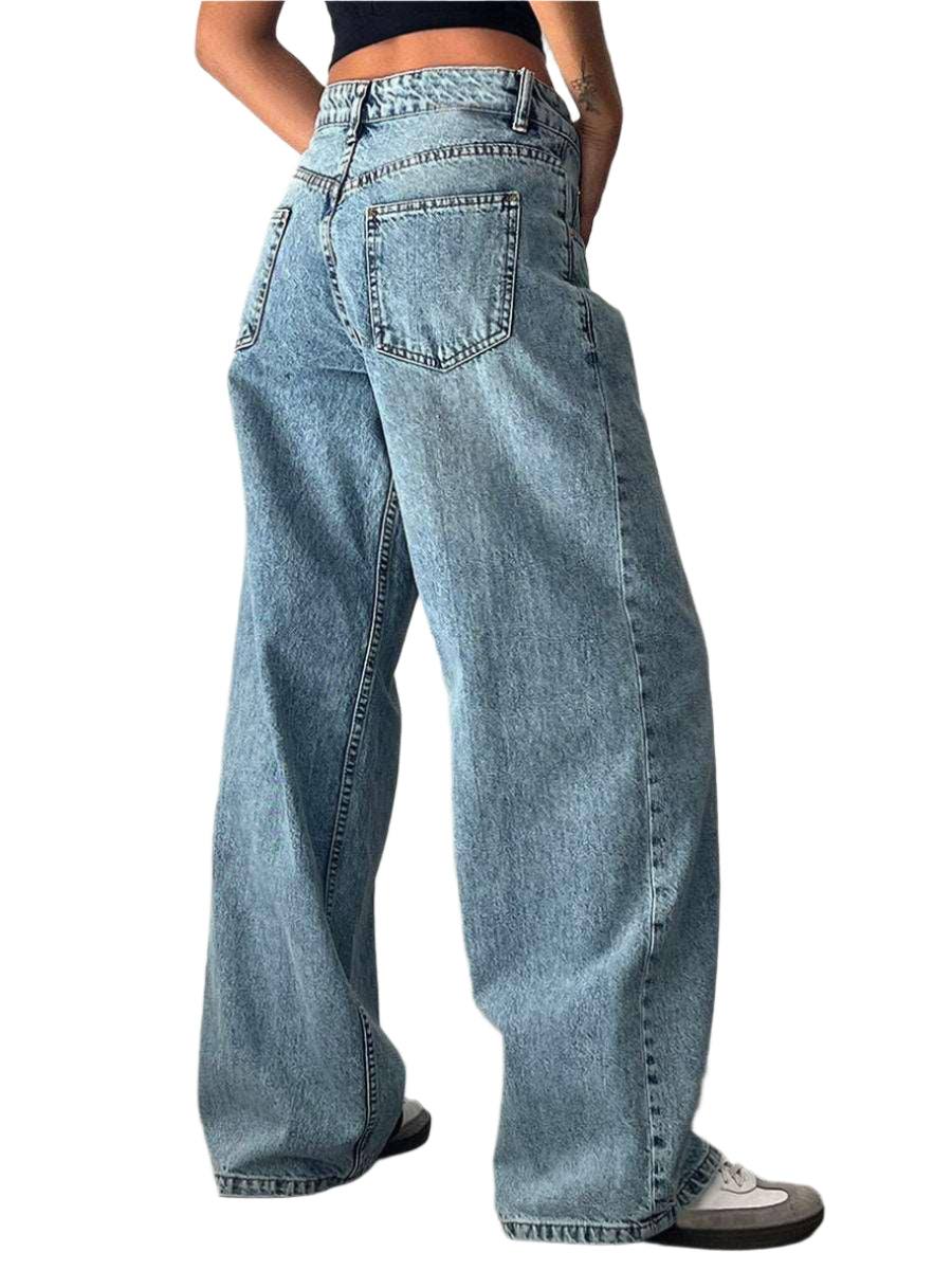 Roxanne Baggy Wide-Leg Jeans- Light Blue - Koda Fashion & Decor - Free Shipping
