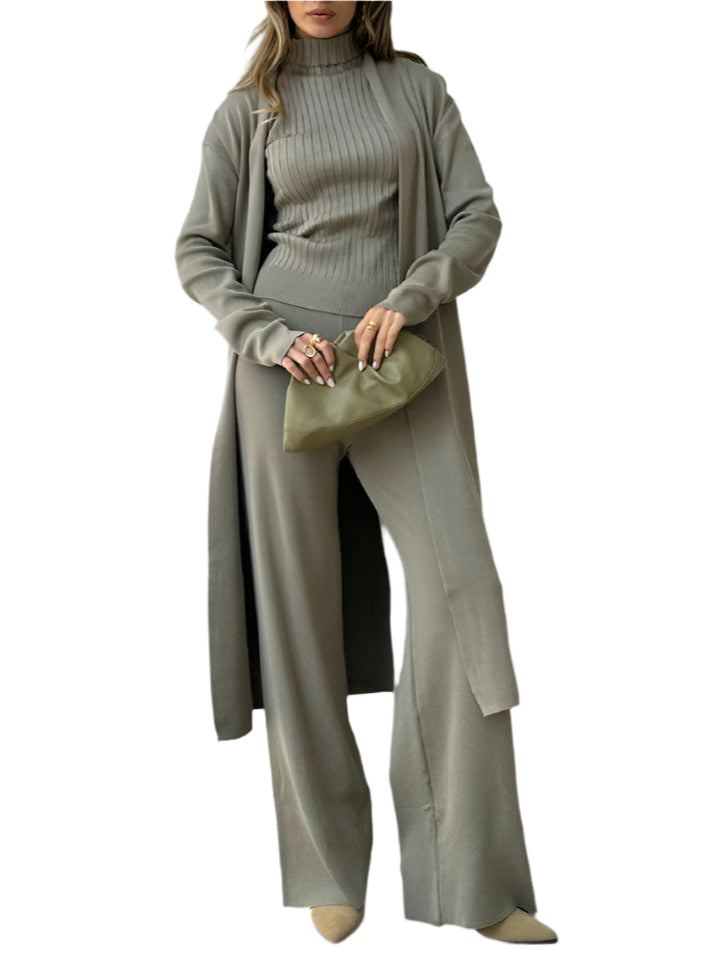 Knitted Three Piece Set- Cardigan, Top & Pants - Koda Fashion & Decor - Free Shipping