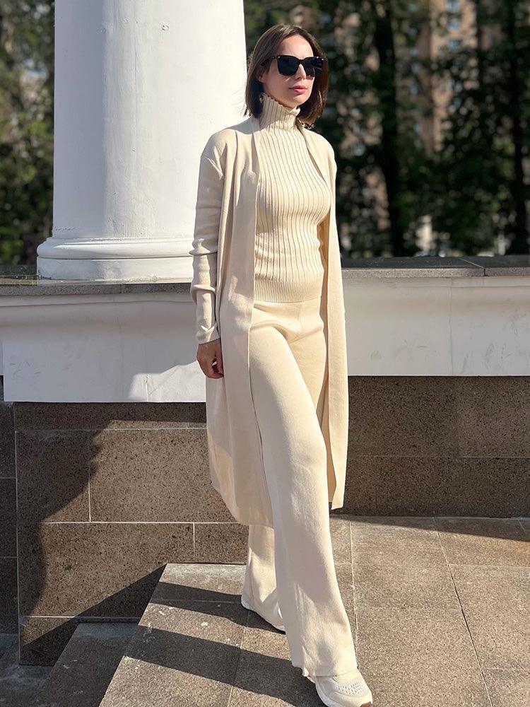 Knitted Three Piece Set- Cardigan, Top & Pants - Koda Fashion & Decor - Free Shipping