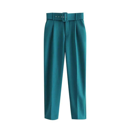 Billie High-Waisted Straight Leg Pants with Belt