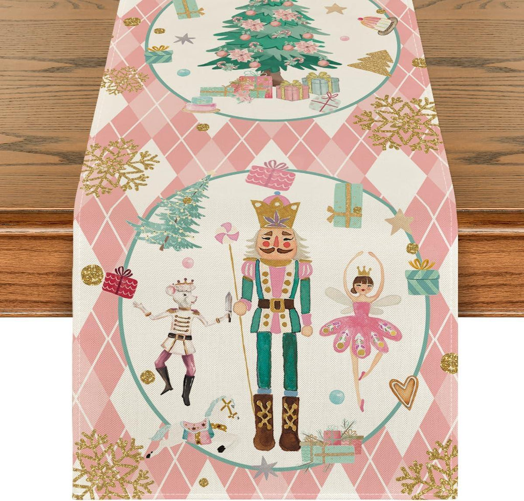 Pastel Nutcracker Table Runner - Pink - Koda Fashion & Decor - Free Shipping