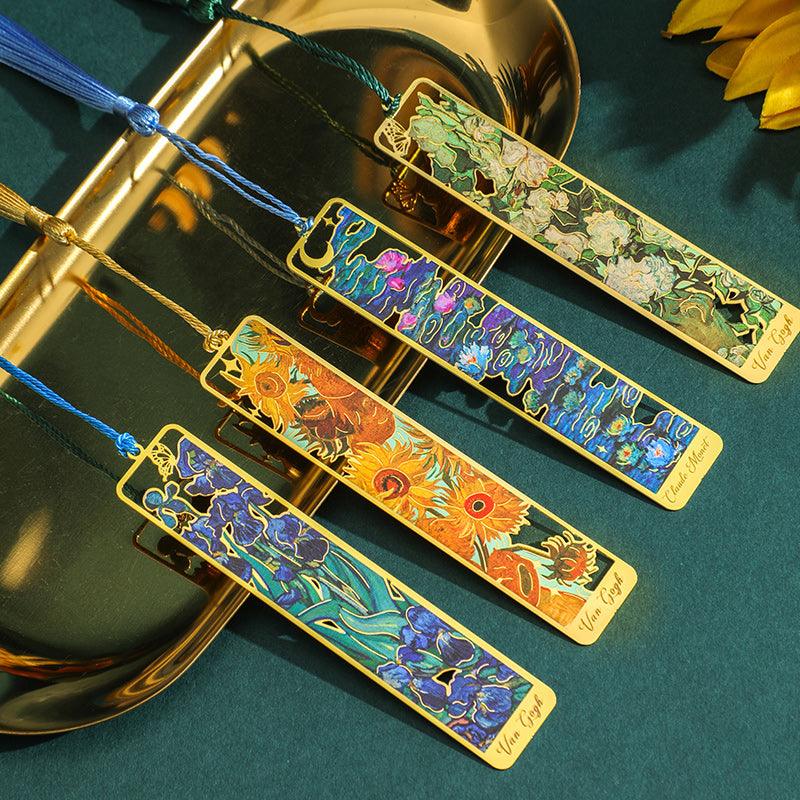 Gold Hollow Van Gogh & Monet Famous Art Inspired Metal Tassel Bookmark - Koda Fashion & Decor - Free Shipping