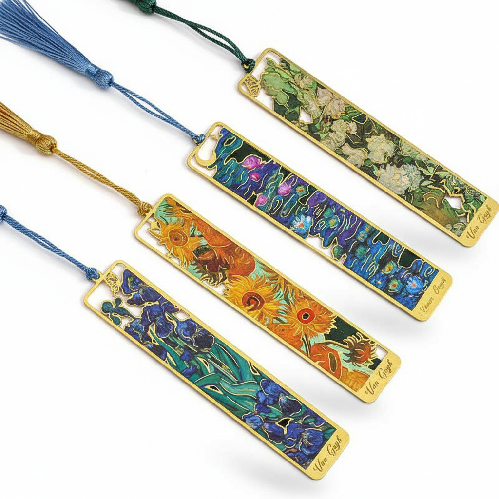 Gold Hollow Van Gogh & Monet Famous Art Inspired Metal Tassel Bookmark