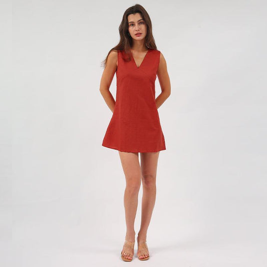 Venus V-Neck Linen Mini Dress - Koda Fashion & Decor - Free Shipping