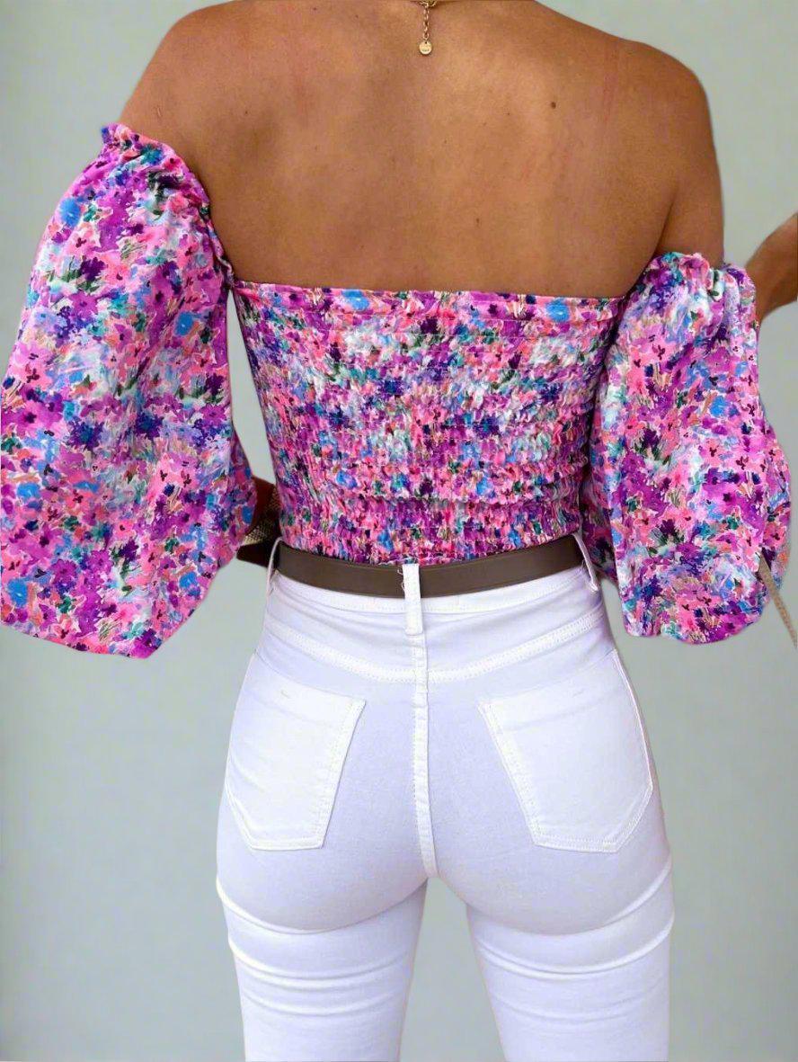 Melody Lantern Sleeve Blouse in Purple - Koda Fashion & Decor - Free Shipping