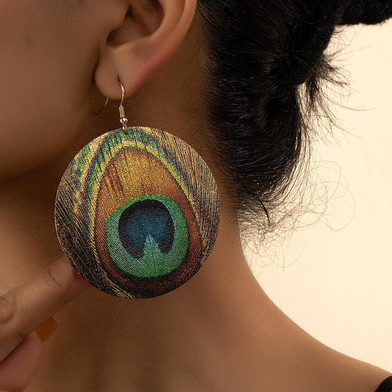 Woven Peacock Feather Drop Earrings - Koda Fashion & Decor - Free Shipping