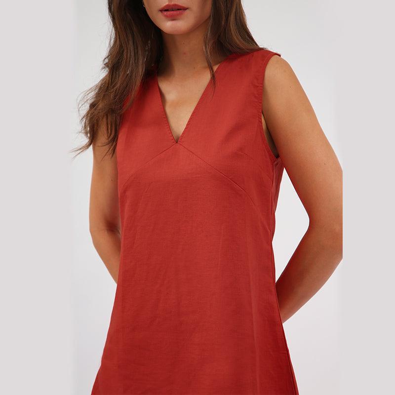 Venus V-Neck Linen Mini Dress - Koda Fashion & Decor - Free Shipping