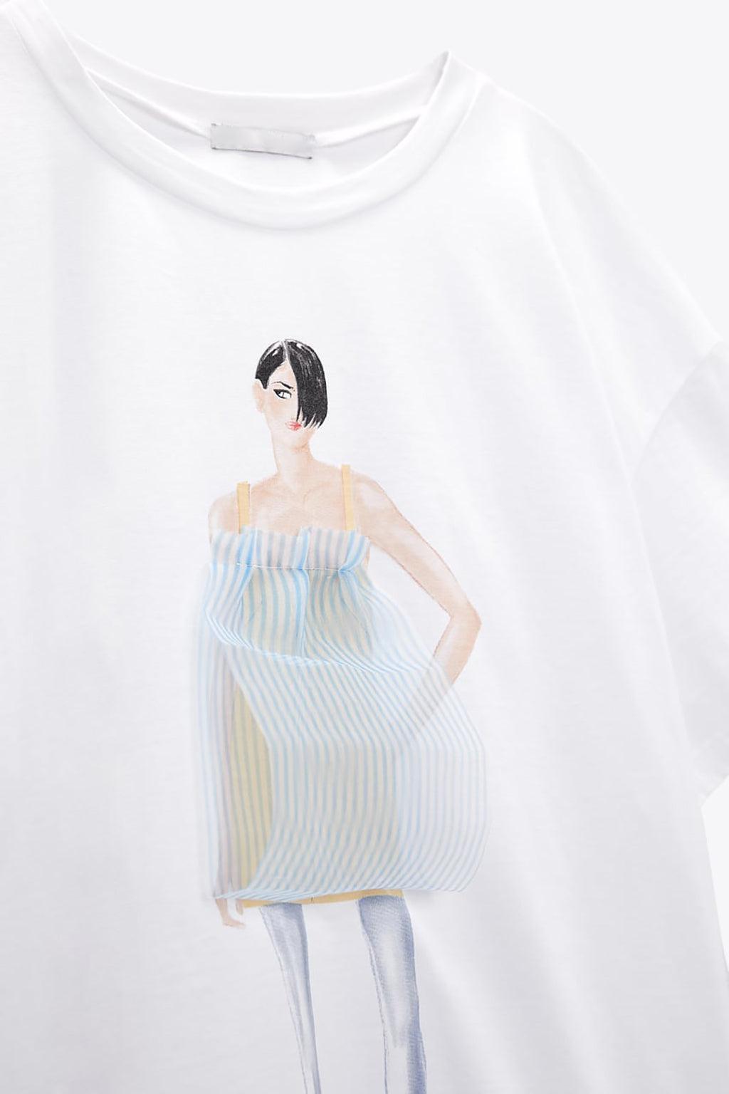 Angelica Graphic T-Shirt with 3D Textured Fabric Feature - Koda Fashion & Decor - Free Shipping