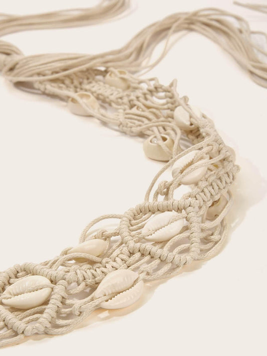 Beige Boho Woven Shell Belt - Koda Fashion & Decor - Free Shipping