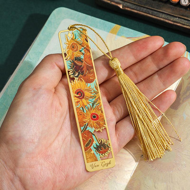Gold Hollow Van Gogh & Monet Famous Art Inspired Metal Tassel Bookmark - Koda Fashion & Decor - Free Shipping