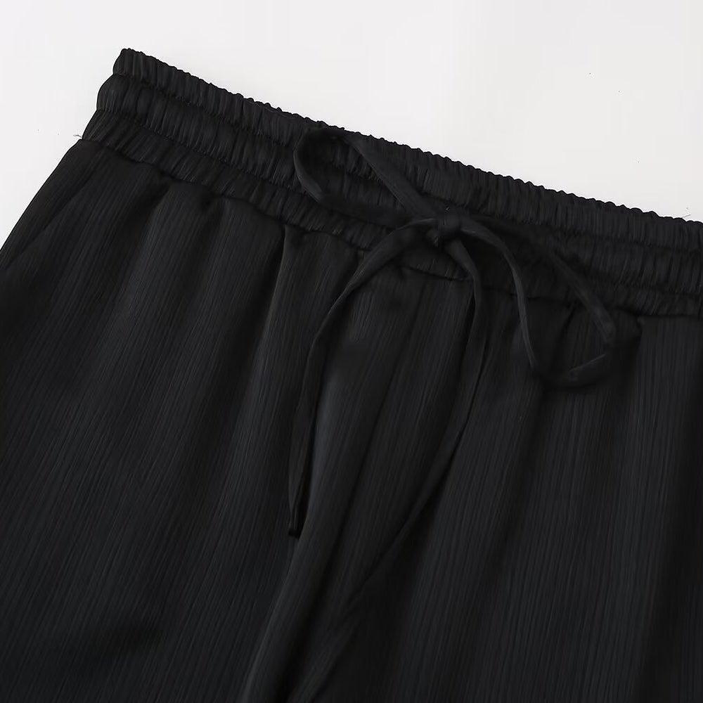 Double-Breasted Loose-Fit Pantsuit with Pleats - Black - Koda Fashion & Decor - Free Shipping
