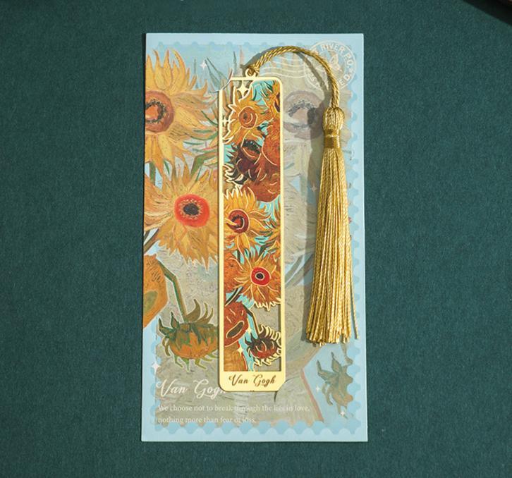 Gold Hollow Van Gogh & Monet Famous Art Inspired Metal Tassel Bookmark - Koda Fashion & Decor - Free Shipping