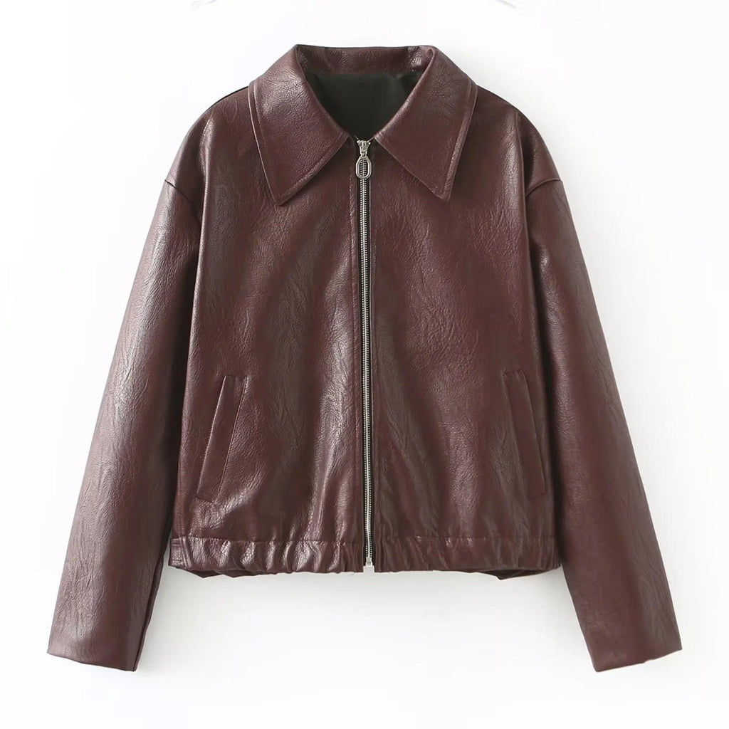 Casey Faux Leather Vintage Style Bomber Jacket - Koda Fashion & Decor - Free Shipping