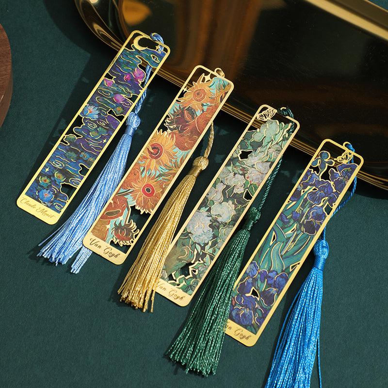 Gold Hollow Van Gogh & Monet Famous Art Inspired Metal Tassel Bookmark - Koda Fashion & Decor - Free Shipping