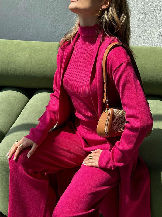 Knitted Three Piece Set- Cardigan, Top & Pants - Koda Fashion & Decor - Free Shipping