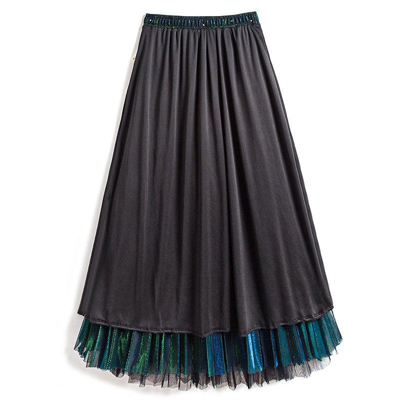Pleated Mesh Midi Skirt with Lining- Malachite Blue - Koda Fashion & Decor - Free Shipping