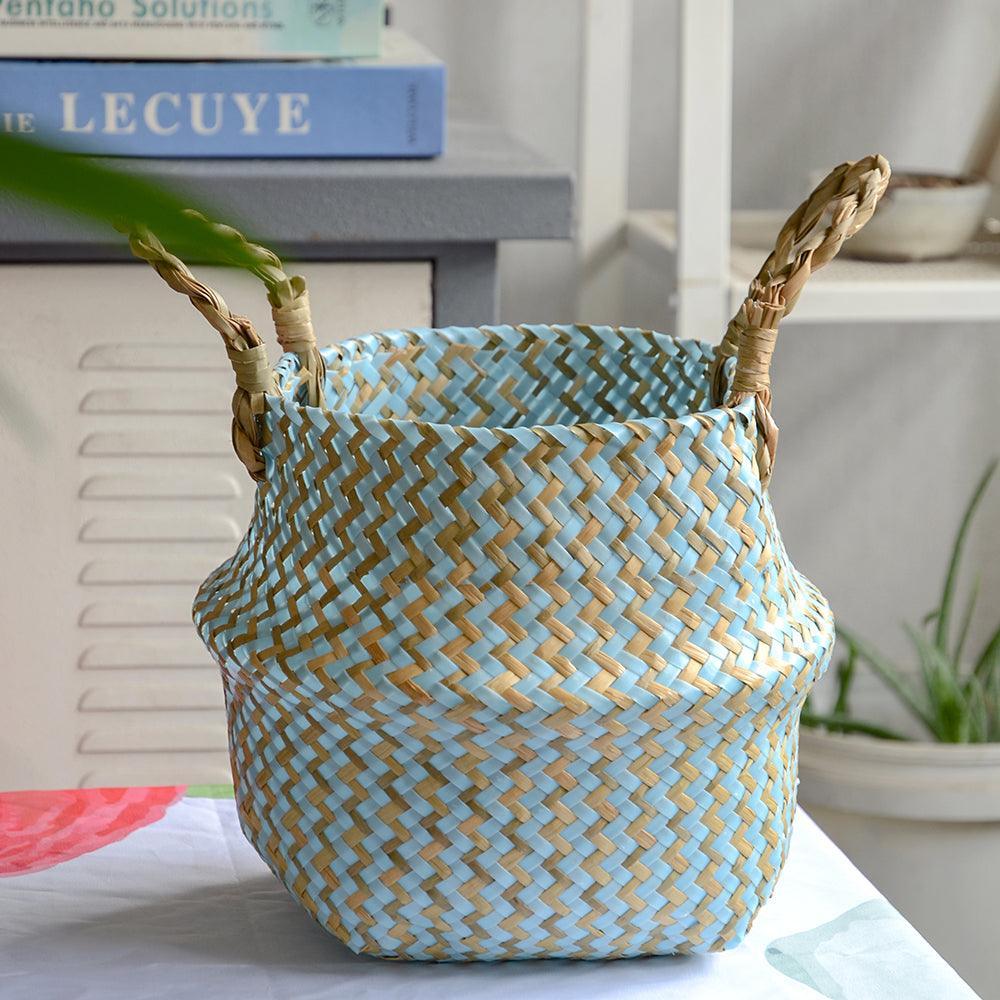 Boho Blue Wicker Basket - Koda Fashion & Decor - Free Shipping