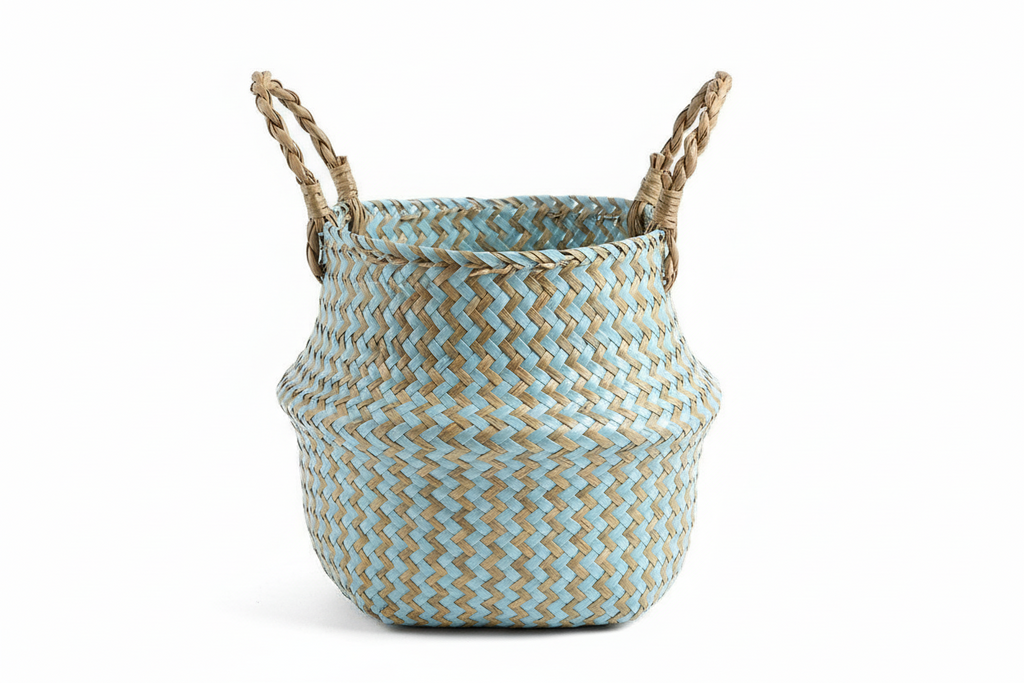 Ombre Boho Striped Wicker Basket