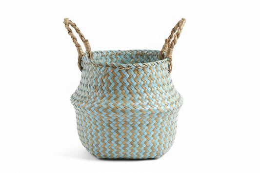 Ombre Boho Striped Wicker Basket