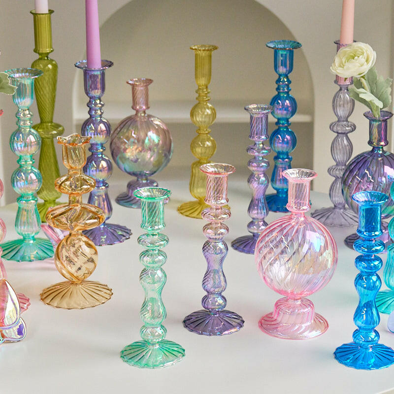 Retro Glass Taper Candle Holder | Cultivated Charm For Your Closet & Crib | Free Global Shipping & 30 Day Returns | Women's apparel, jewellery, bags, eclectic home decor & gifting | Checkout Securely with Afterpay & PayPal.