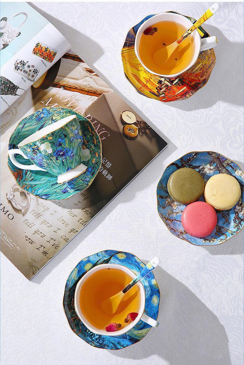 Van Gogh Inspired Bone China Teacup, Saucer & Spoon Set - Koda Fashion & Decor - Free Shipping