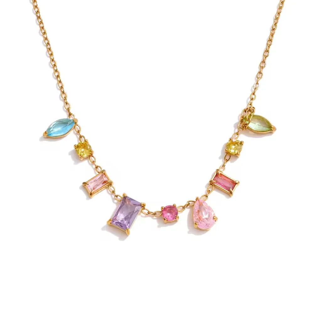 18K PVD Gold Plated Cubic Zirconia Multi-Gemstone Necklace - Koda Lifestyle Boutique | Shop Fashion, Homewares & Gifting Australia - Free Shipping