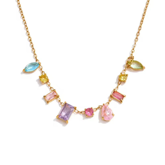 18K PVD Gold Plated Cubic Zirconia Multi-Gemstone Necklace - Koda Lifestyle Boutique | Shop Fashion, Homewares & Gifting Australia - Free Shipping