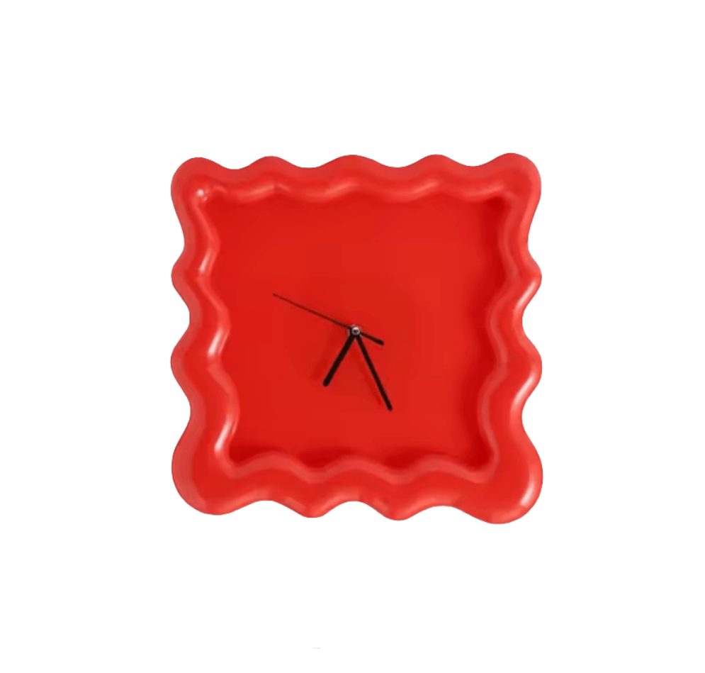 Sleek Wave Textured Wall Clock Red - Koda Store