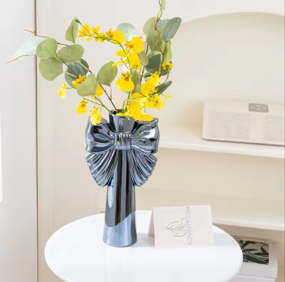 Metallic Angel Bow Vase - Ceramic Shop name