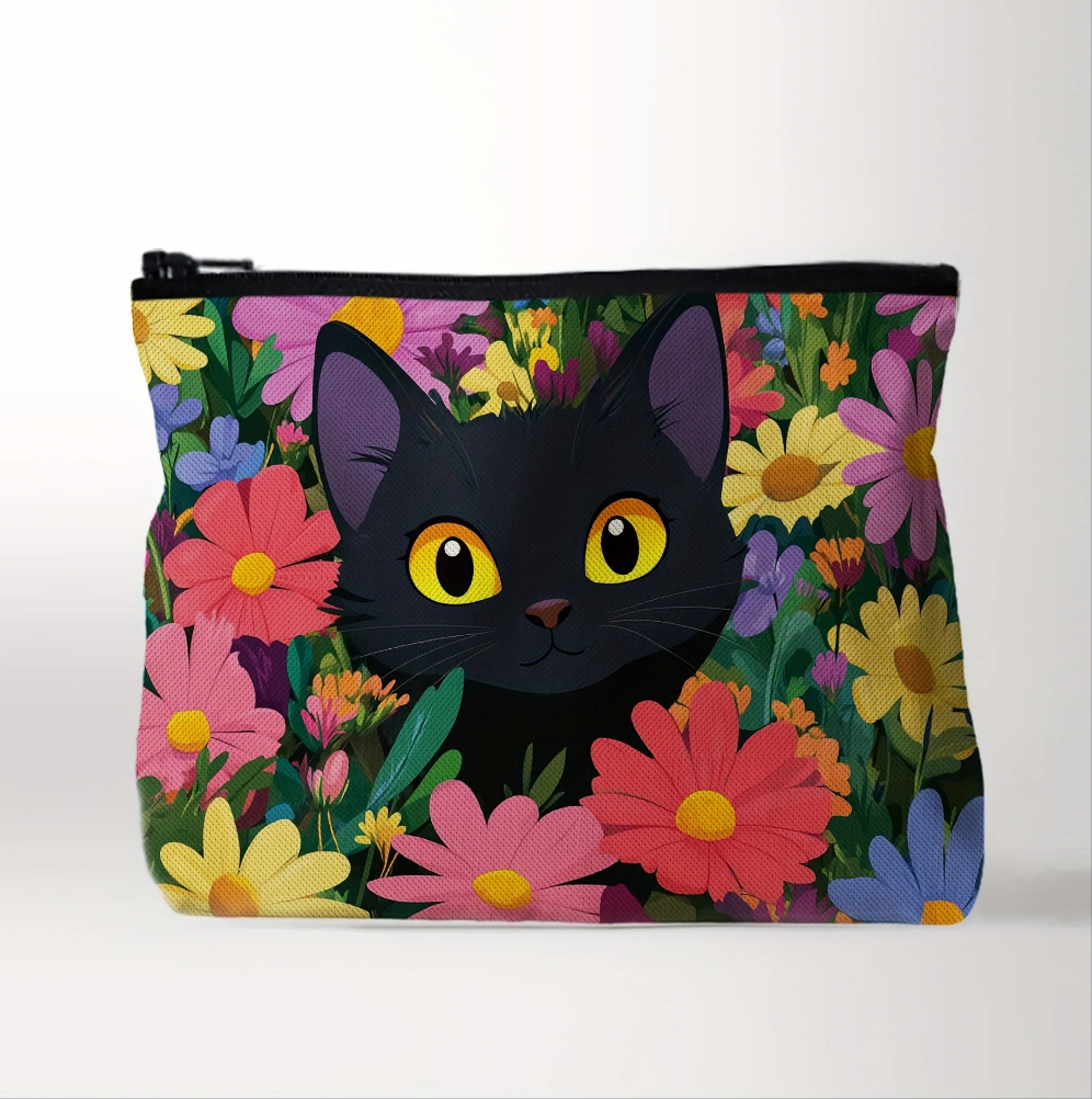 Whiskers & Wildflowers Zipper Pouch - Cosmetics Case