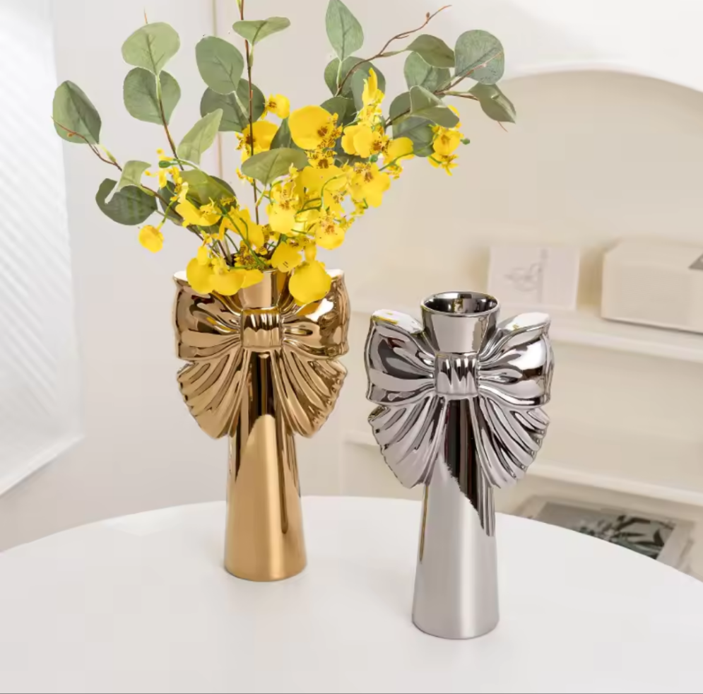 Metallic Angel Bow Vase - Ceramic Shop name