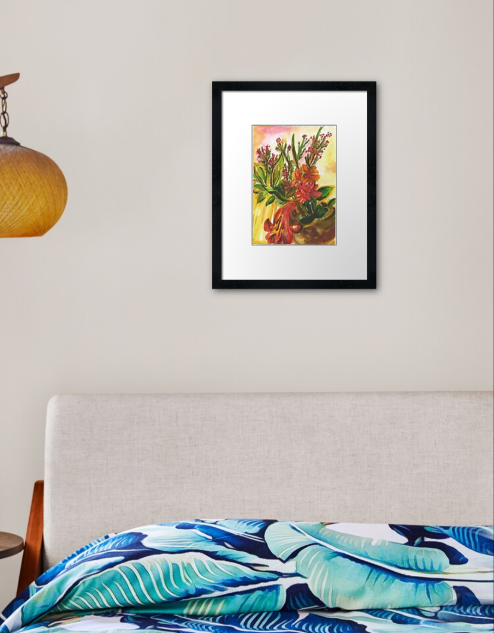 Still Life "Flowers in Bloom" Gallery-Grade Watercolour Art Print in Wooden Box Frame | Australian Artist - Koda Fashion & Decor - Free Shipping