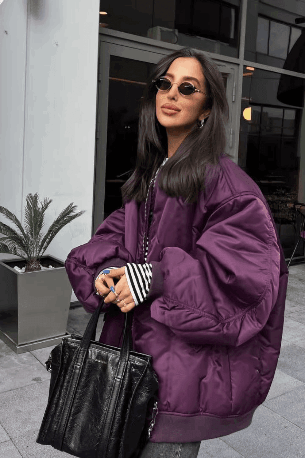 Cara Oversized Vintage Style Bomber Jacket- Purple - Koda Fashion & Decor - Free Shipping