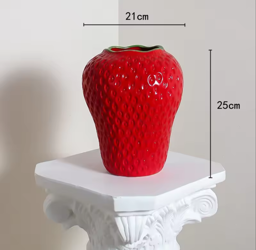 Ceramic Strawberry Flower Vase- Red Shop name