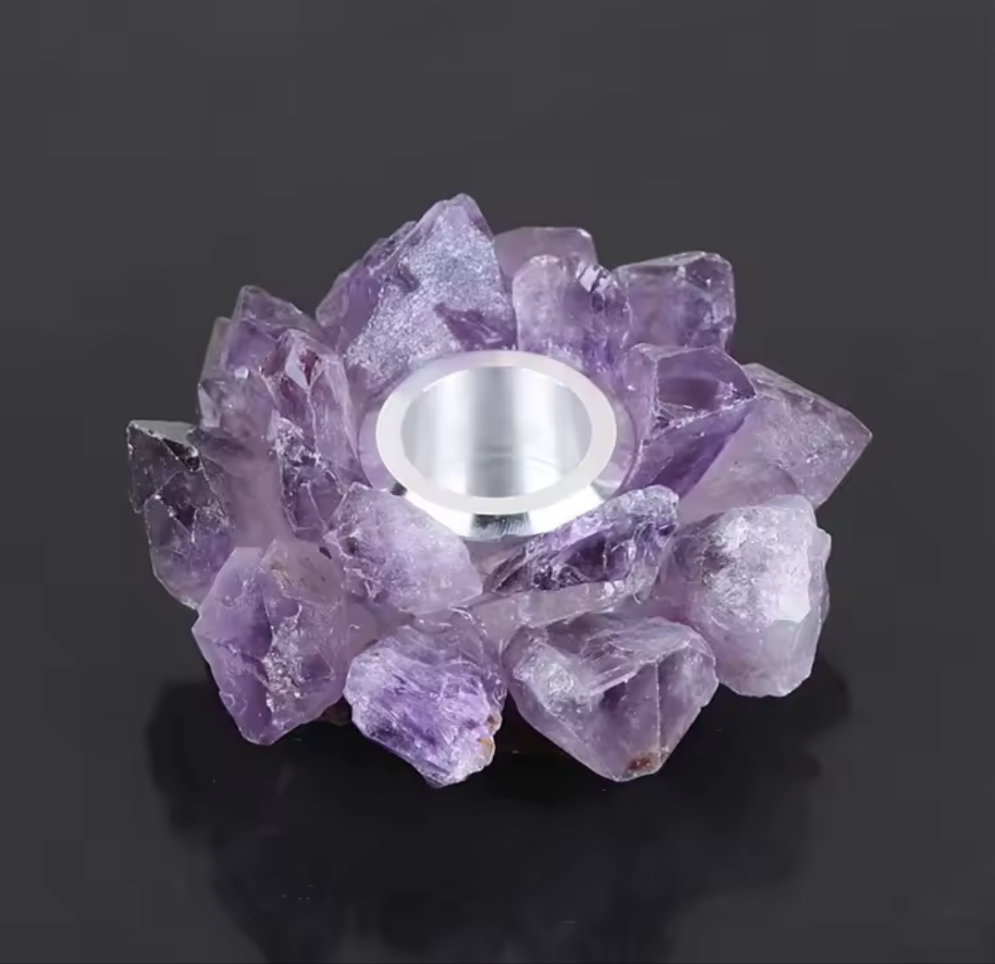 Natural Crystal Cluster Reiki Tealight Candle Holder