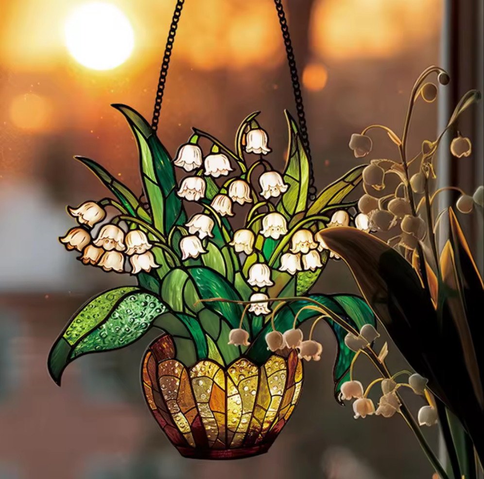 Lily of the Valley Stained Glass Suncatcher Shop name