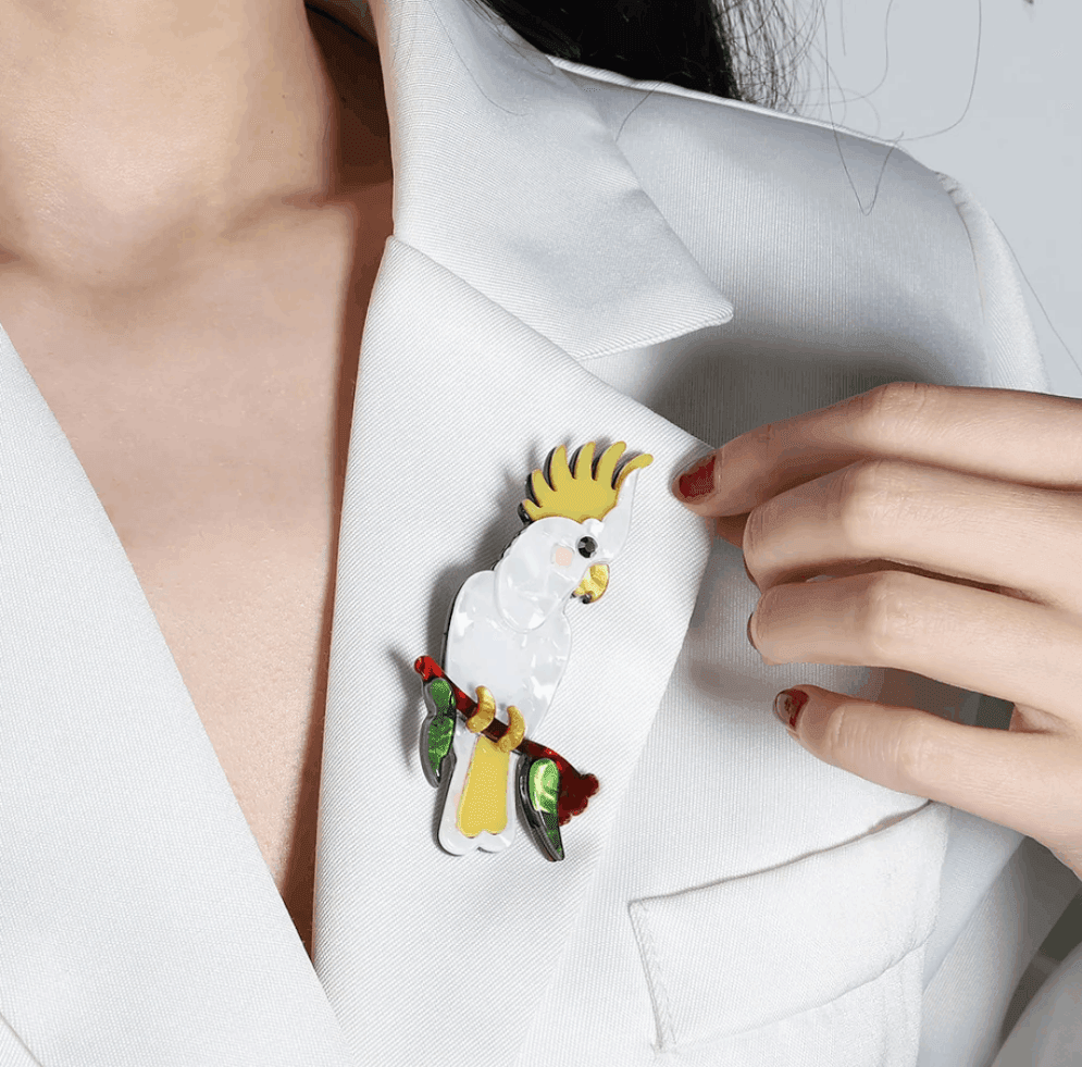 Handmade Acrylic Cockatoo Native Australian Bird Brooch - Koda Fashion & Decor - Free Shipping