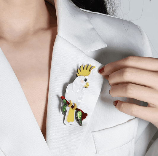 Handmade Acrylic Cockatoo Native Australian Bird Brooch - Koda Fashion & Decor - Free Shipping